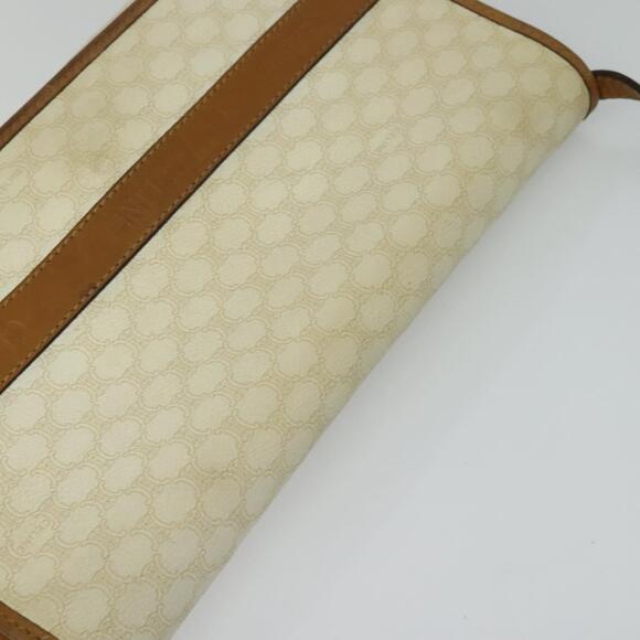 CELINE Macadam Canvas Shoulder Bag Pvc Leather White Gold - Picture 6 of 12